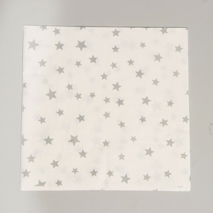 Салфетки бумажные «Звёздочки», 33х33 см, набор 20 шт., цвет серебряный - фотография № 1