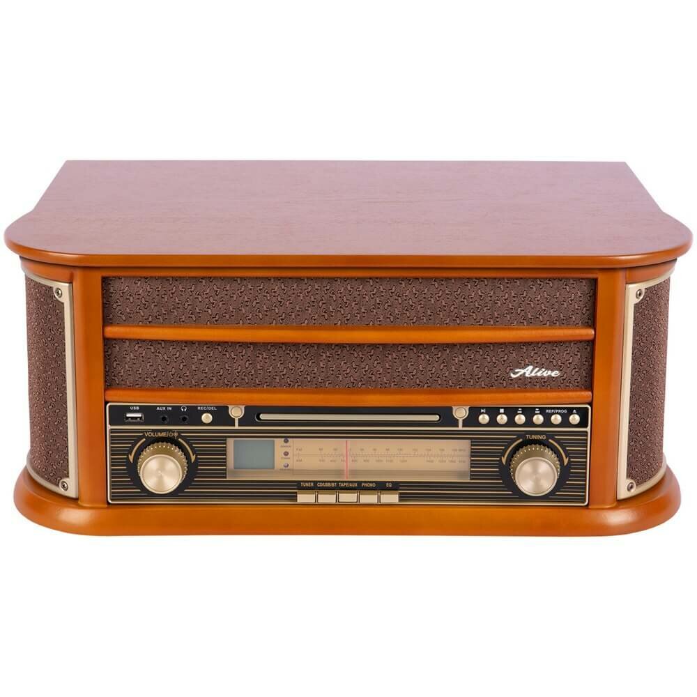 Виниловый проигрыватель Alive Audio OLDTIMER Wood с FM-приемником