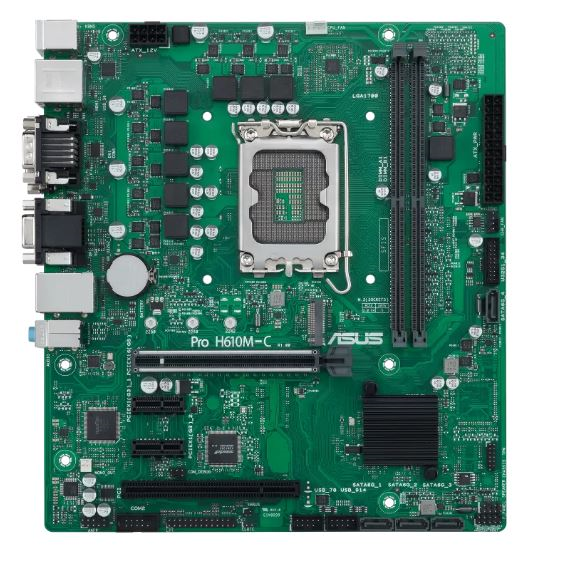 ASUS Материнская плата ASUS PRO H610M-C-CSM, LGA1700, H610, 2*DDR5, D-sub+DP+DVI+HDMI, SATA 6.0, M.2, USB 3.2*2, USB 2.0*2, COM, mATX; 90MB1AT0-M0EAYC