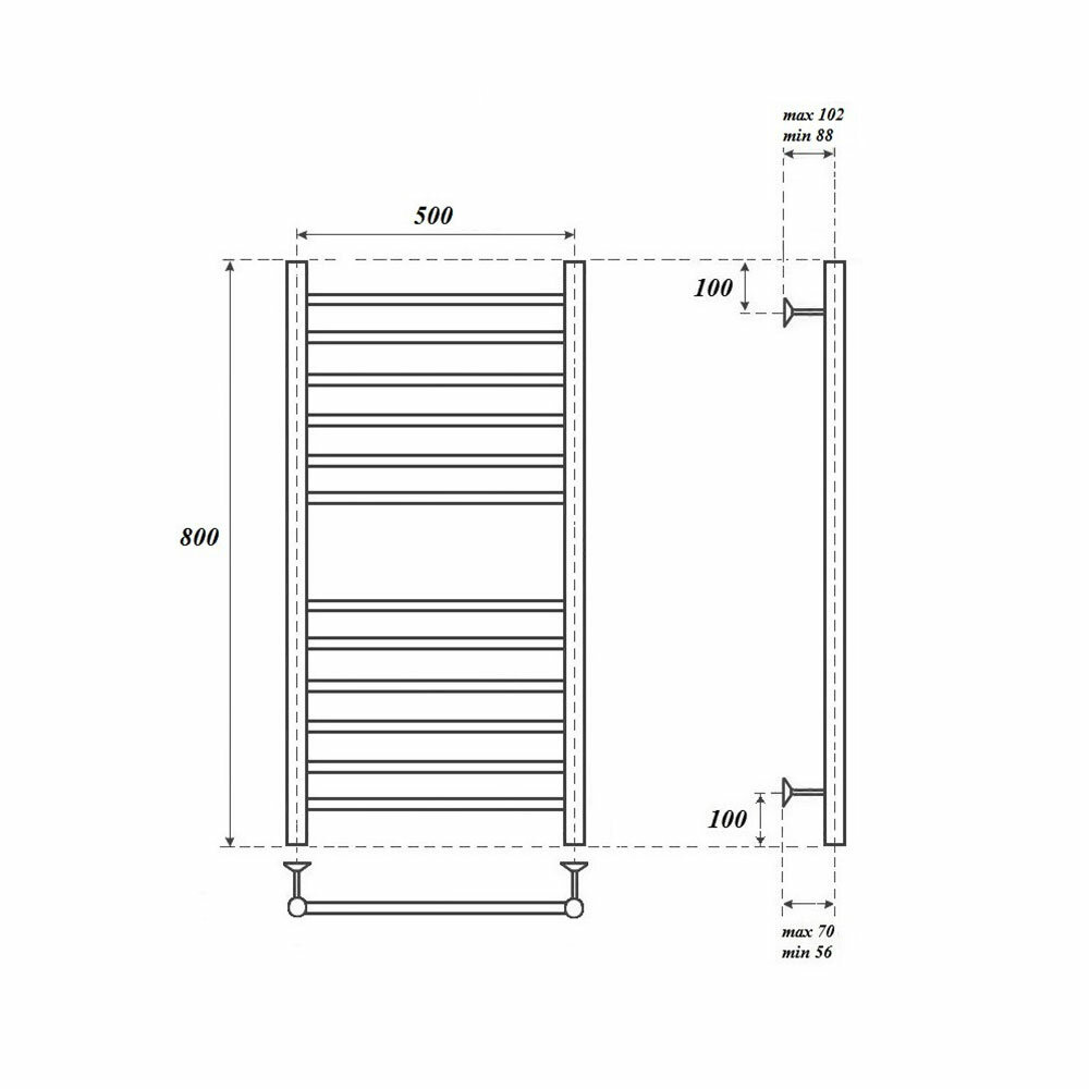 Полотенцесушитель водяной 500x800 POINT Аврора (PN10158S П12) - фотография № 3