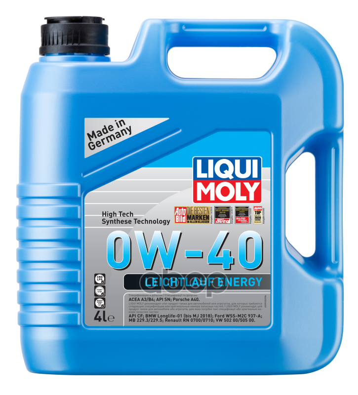 Liqui moly 0W-40 Leichtlauf Energy Sn/Cf 4Л (Hc-Синт.мотор.масло)