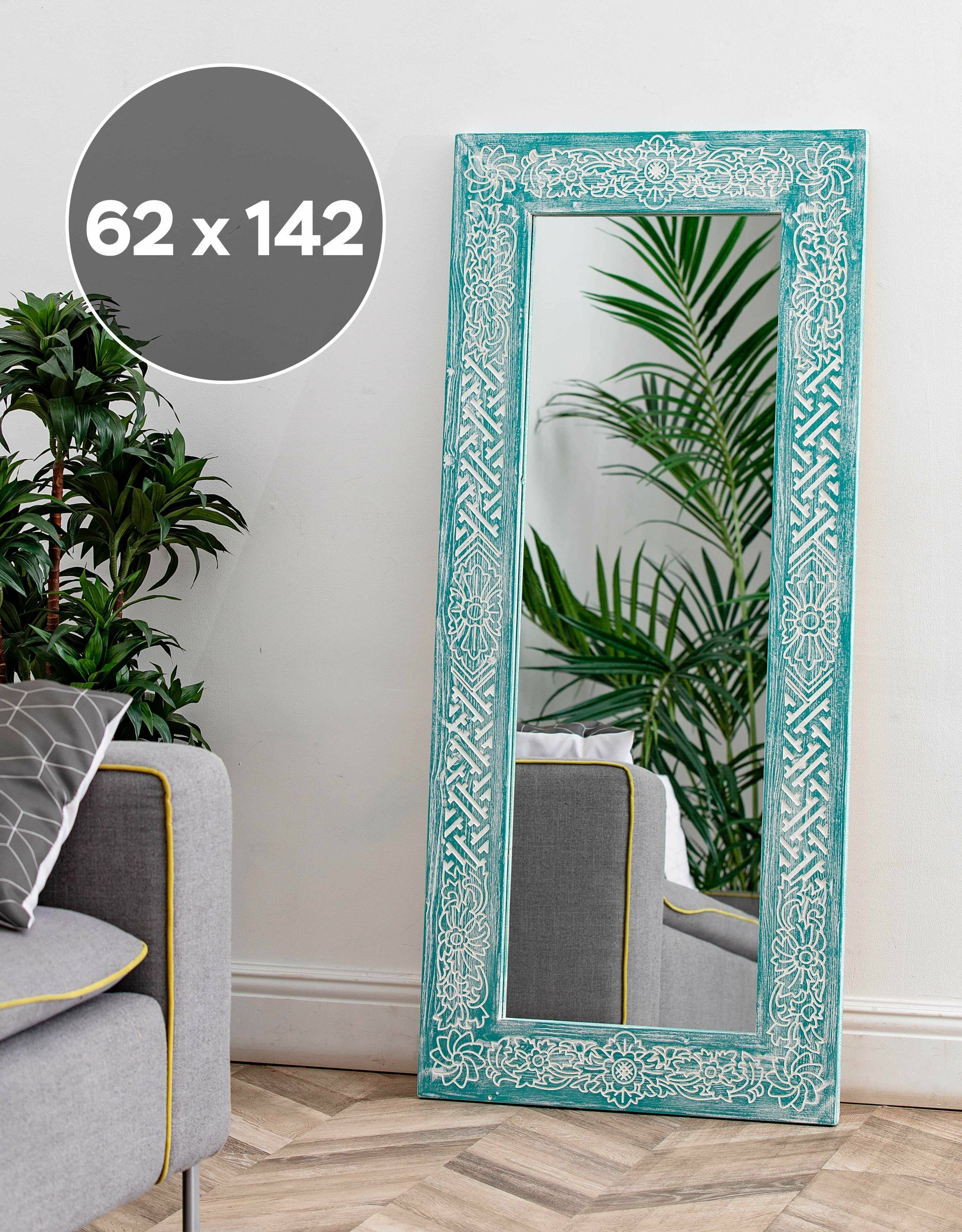 Настенное зеркало в раме Mas Teal 62x142 см, для ванной, спальни, гостиной, в прихожую, в полный рост - фотография № 1