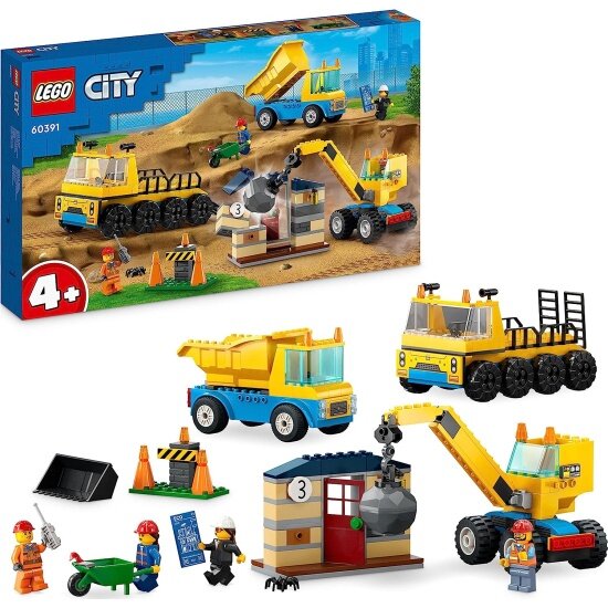 Конструктор Lego ® City 60391 Строительные машины и кран с шаром для сноса