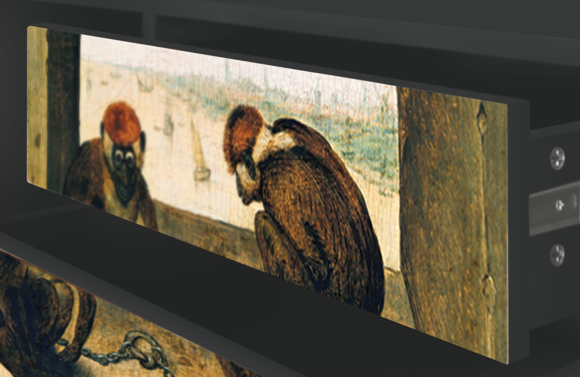 ТВ-Тумба - STORYZ - T4 Two Monkeys by Pieter Bruegel the Elder, 170 x 59 x 48 см, Антрацит - фотография № 5