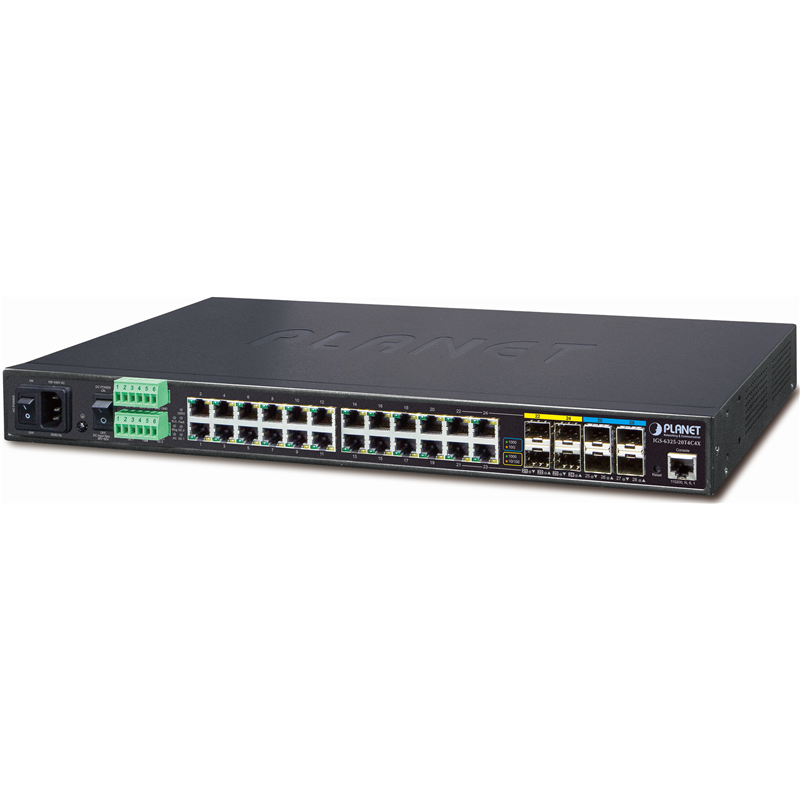 коммутатор/ PLANET IGS-6325-20T4C4X IP30 19" Rack Mountable Industrial L3 Managed Core Ethernet Switch, 24*1000T with 4 shared 1