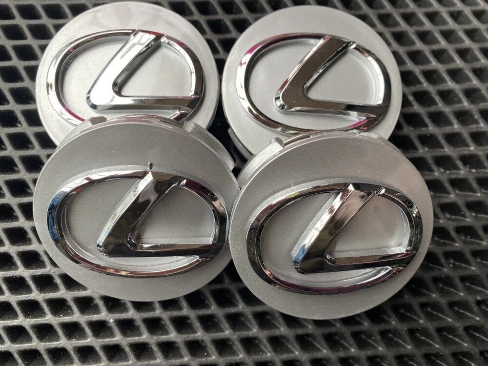 Колпачки заглушки на литые диски Лексус / Lexus 62 / 56 мм серебро 4 шт.