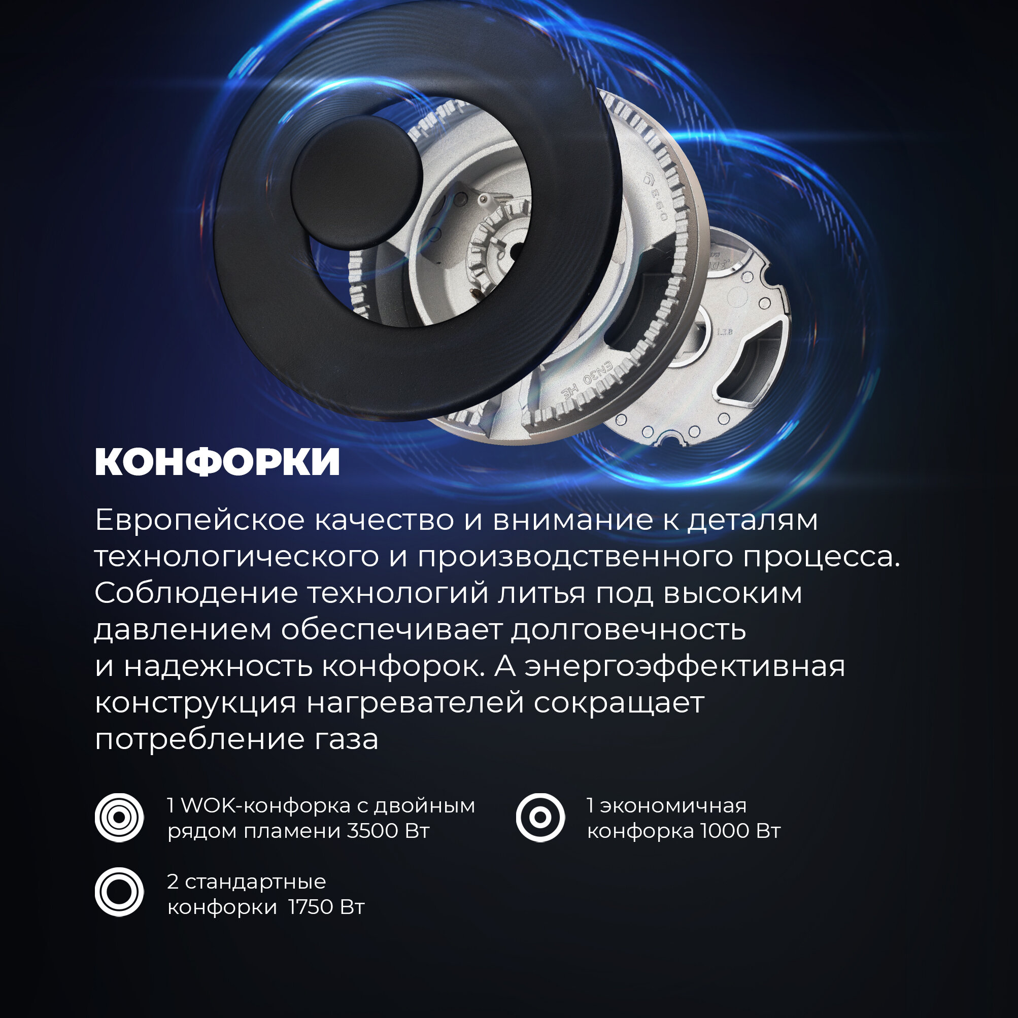 Газовая варочная панель DeLonghi, NSL 460 X RUS, 60 см, Варочная панель с четырьмя конфорками, автоматический розжиг, фронтальная панель управления, газ-контроль, белая эмаль - фотография № 6