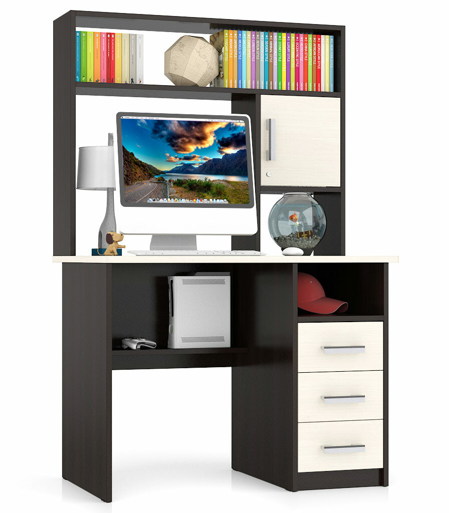 Мебельный Двор компьютерный стол СК-9, ШхГхВ: 102х70х160 см, цвет: дуб/венге