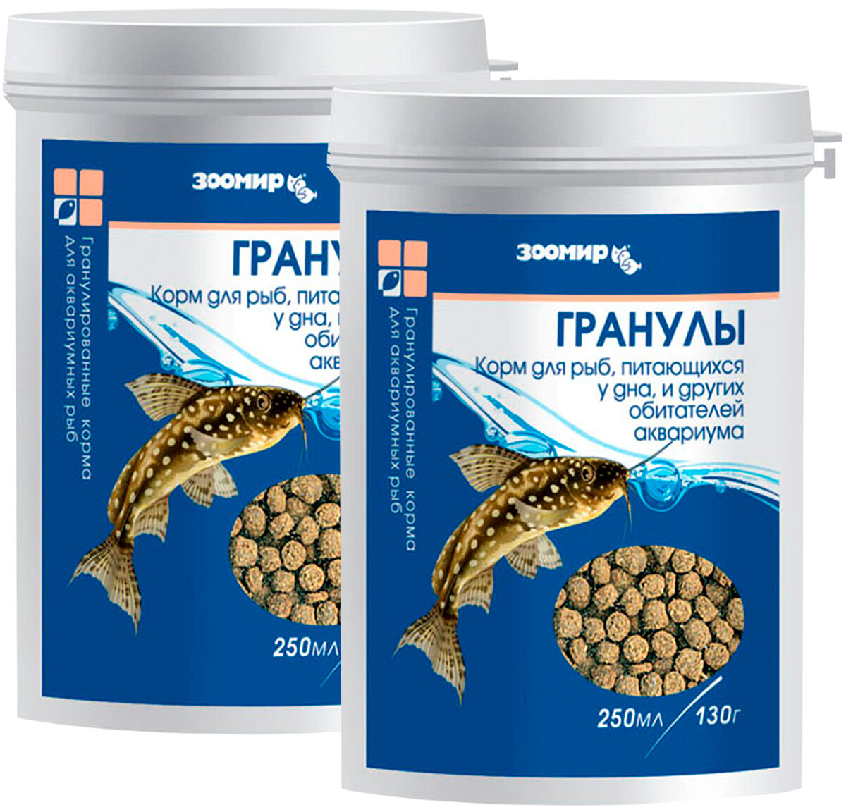 Зоомир гранулы корм для донных рыб банка (250 мл х 2 шт)