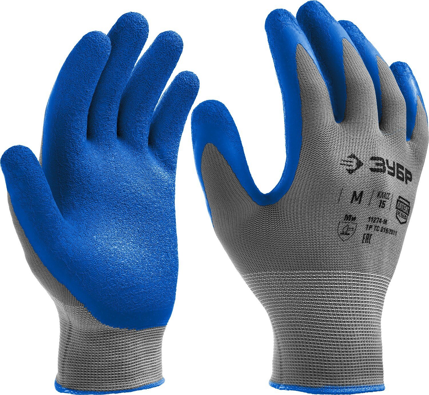 Противоскользящие перчатки ЗУБР рельефные тонкое латексное рельефное покрытие, размер XL (11274-XL_z01) - фотография № 3