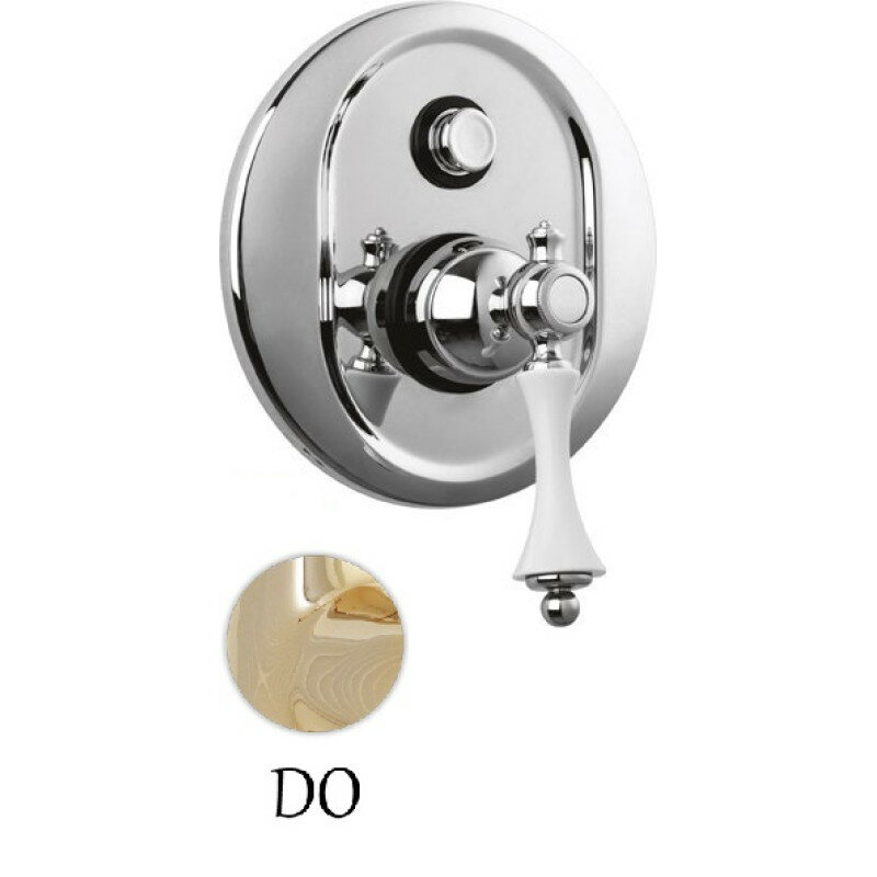 Встраиваемый смеситель для ванны золото 24 карат, ручка белая Cezares Margot MARGOT-VDIM-03/24-Bi