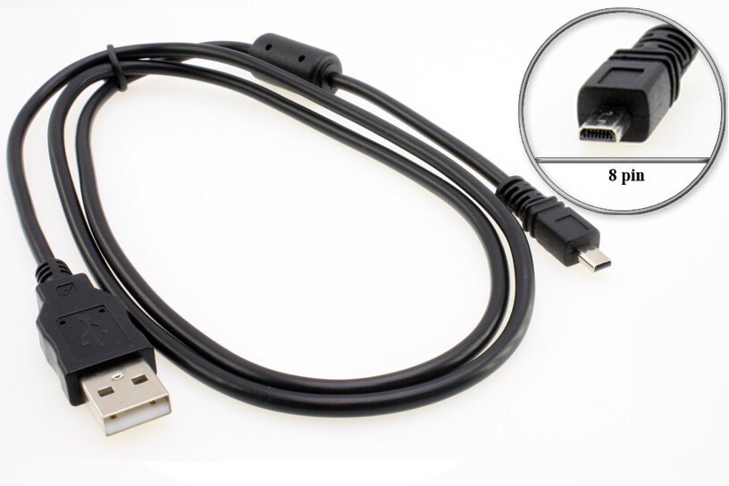 Кабель USB - 8pin (CB-USB7, K1HA08CD0007, UC-E6, UC-E16, UC-E17), для фото и видео техники Nikon, Olympus, Konica Minolta, Fuji, Panasonic, Pentax