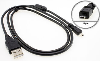 Кабель USB - 8pin (CB-USB7, K1HA08CD0007, UC-E6, UC-E16, UC-E17), для фото и видео техники Nikon, Olympus, Konica Minolta, Fuji, Panasonic, Pentax