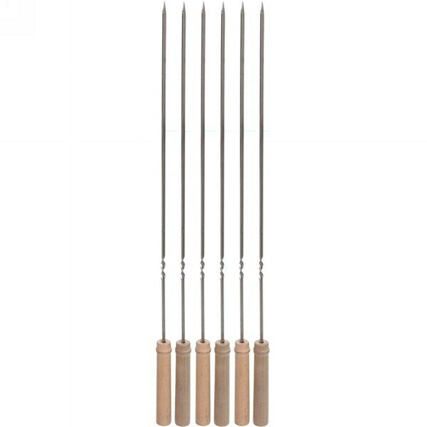 Набор шампуров 6 шт с деревянными ручками, длина 48 см, ширина 5 мм - фотография № 1