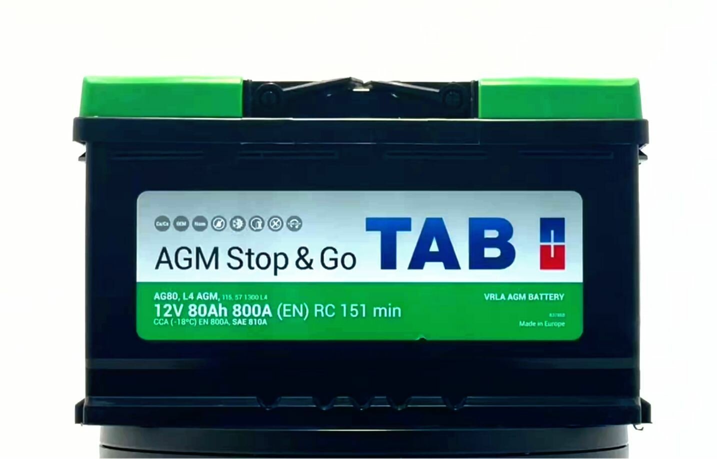 Автомобильный аккумулятор TAB AGM Stop&Go 80 Ah (0) обратная полярность