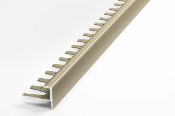 Профиль F-образный алюминиевый для плитки до 10мм (с просечкой для гибки) лука ПУ 13-1.2700.04л длина 27м 04л - Анод бронза матовая