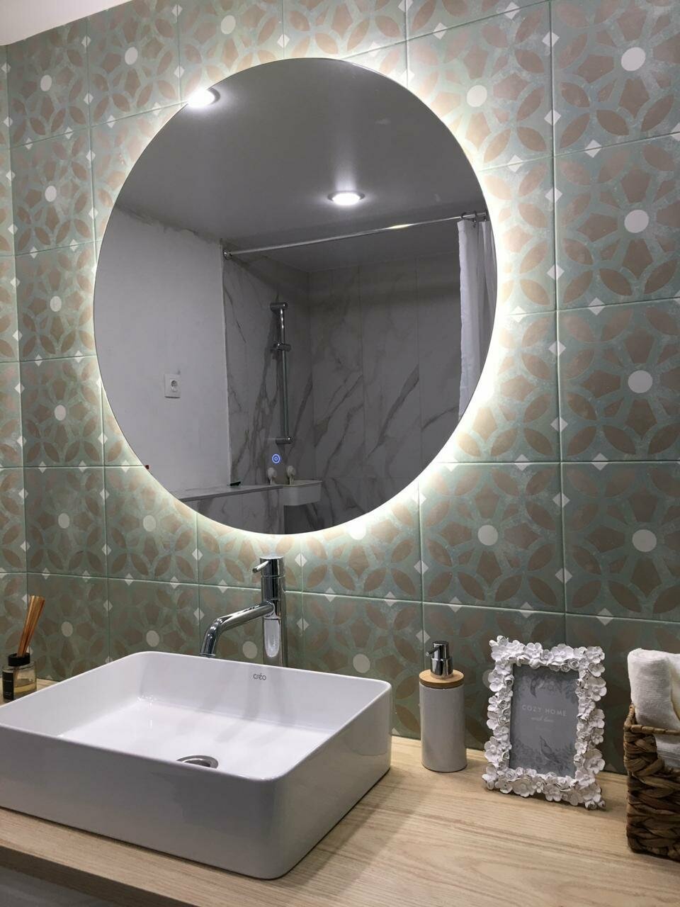 Зеркало круглое с подсветкой и сенсором для ванной Alfa Mirrors 6000K - фотография № 1