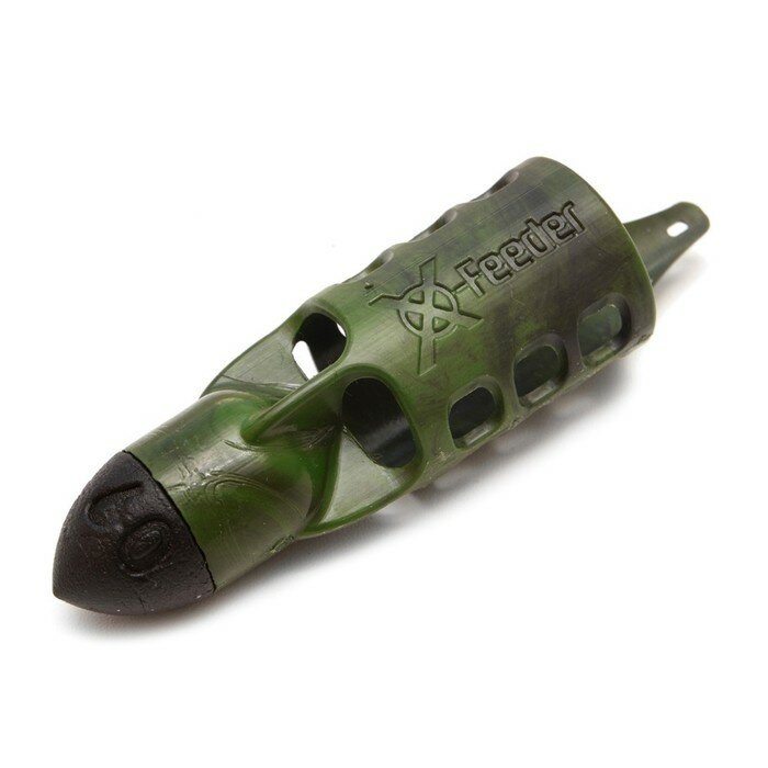 Груз-кормушка пластиковая X-FEEDER PL CAMO BULLET FLYING-2 M, цвет камо, 70 г, 32 мл - фотография № 1