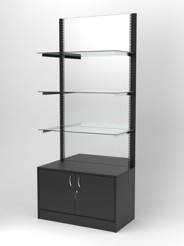 фото Стеллаж "астерия" №3, задняя стенка Зеркало, Черный 90 x 47 x 210 см