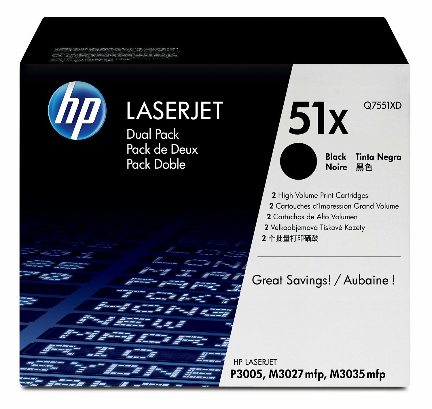 Картридж для печати HP Картридж HP 51X Q7551XD вид печати лазерный, цвет Черный, емкость
