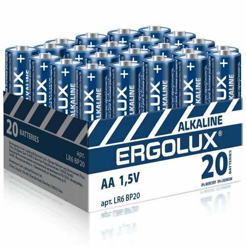 Батарейка AA щелочная Ergolux LR6 в упаковке 20 шт.