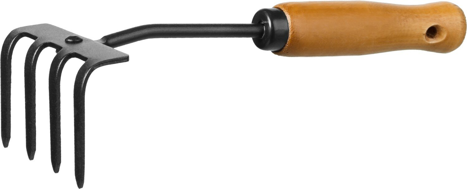 GRINDA ProLine 64х100х270 мм, 4-х зубые, деревянная ручка, Садовые грабли (421515) - фотография № 1