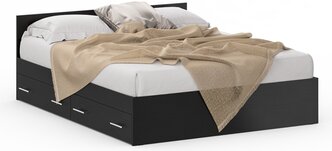 Кровать с ящиками Стандарт 1600, цвет венге, ШхГхВ 163,5х203,5х70 см., сп.м. 1600х2000 мм., без матраса, основание есть