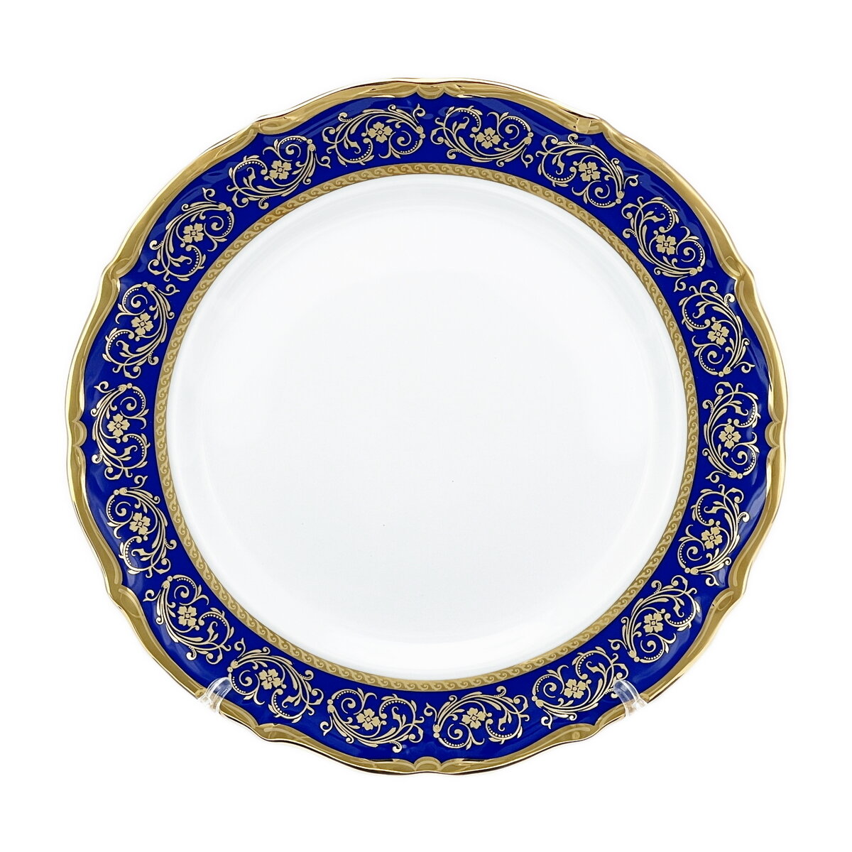 Набор 6 тарелок Декор 2759 Bavarian Porcelain Фарфор Диаметр-25см Белый Синий Золотой Блюдо Посуда для сервировки