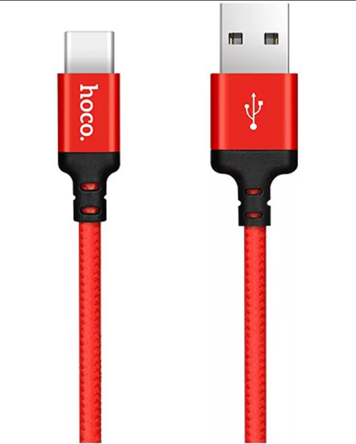 Кабель HOCO X14 USB (m)-Lightning (m) 2.0м 2.0A силикон красный черный