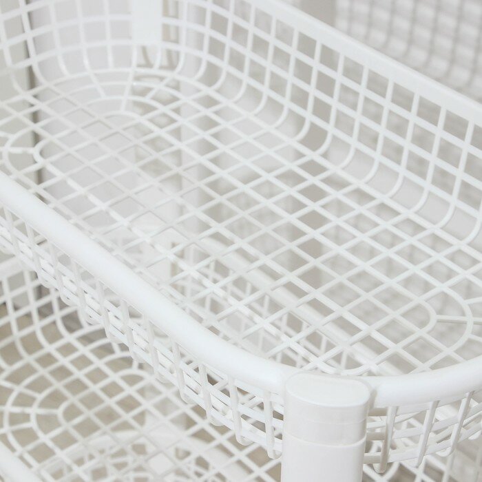 Этажерка напольная 4-х секционная, на колёсах, цвет белый - фотография № 7