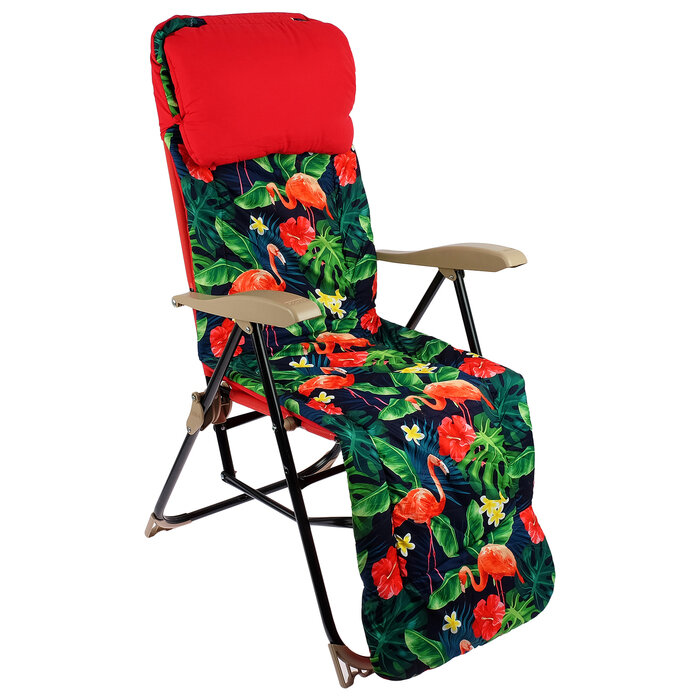 Кресло-шезлонг ННК5/L, р. 82 x 59 x 116 см, принт с фламинго - фотография № 1
