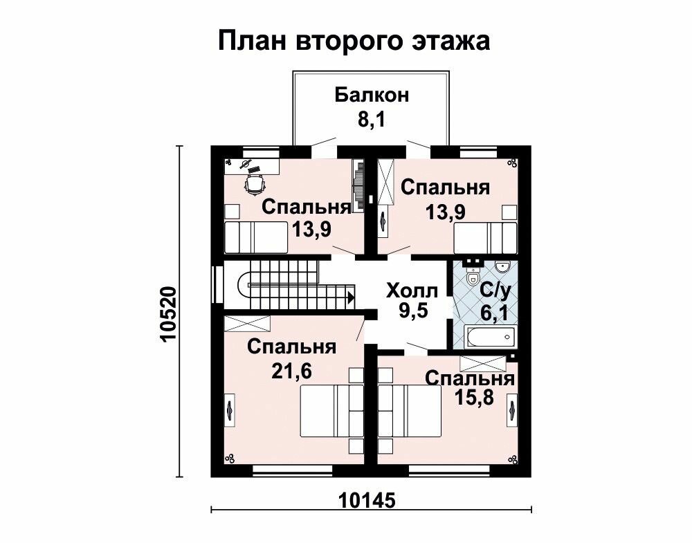 (156м2, 11х10м) Готовый проект двухэтажного дома из газобетона с террасой и балконом - AS-2032 - фотография № 4