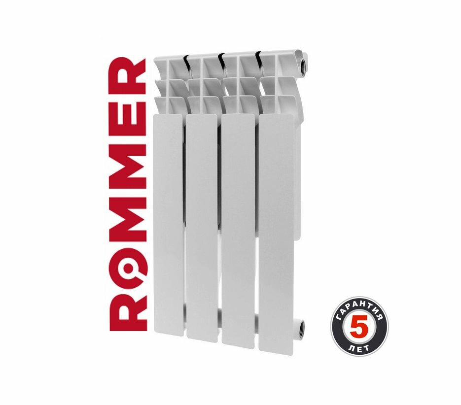 Радиатор секционный алюминиевый ROMMER PLUS 500 - 4 секц. - фотография № 1