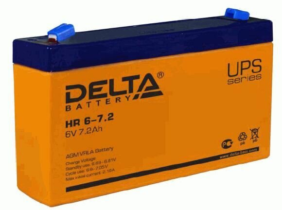 Автомобильный аккумулятор Аккумулятор Delta 6В 7,2 Ач (HR 6-7.2) для "бесперебойников"