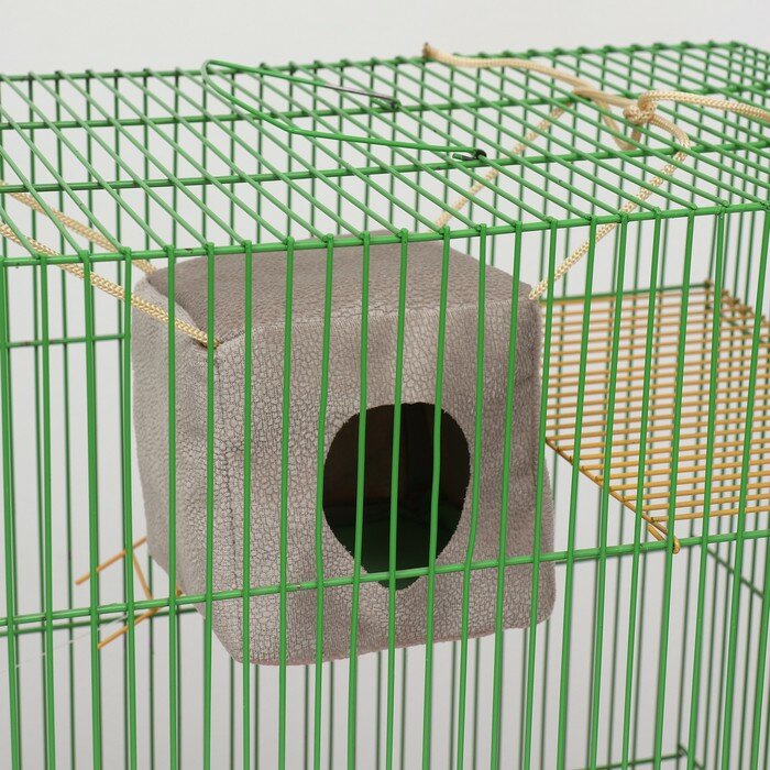 Подвесной дом для грызунов "Куб", мебельная ткань, флис, 12 х 12 х 12 см, серый - фотография № 6