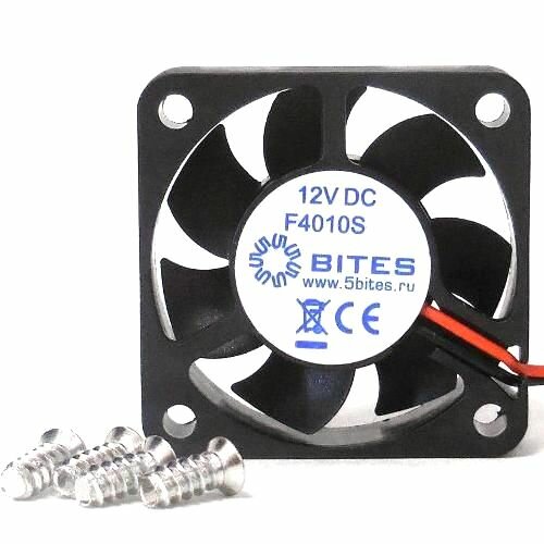 фото Вентилятор 12в 40 x 10мм 5Bites F4010S-12L3 12V втулка скольжения 3pin 15см 5000 об*мин