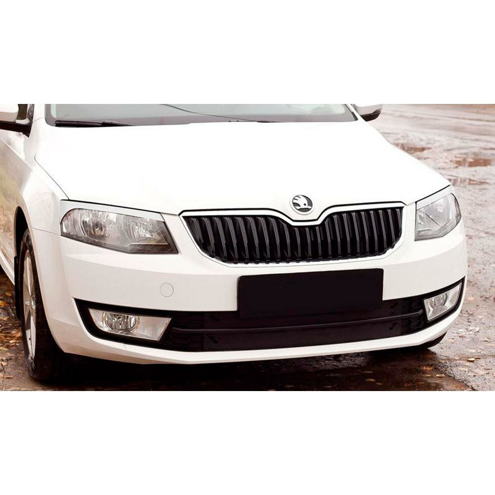 Реснички на фары для Skoda Octavia A7 / Шкода Октавиа 2013-2017 автомобильный молдинг пластиковые накладки на фары