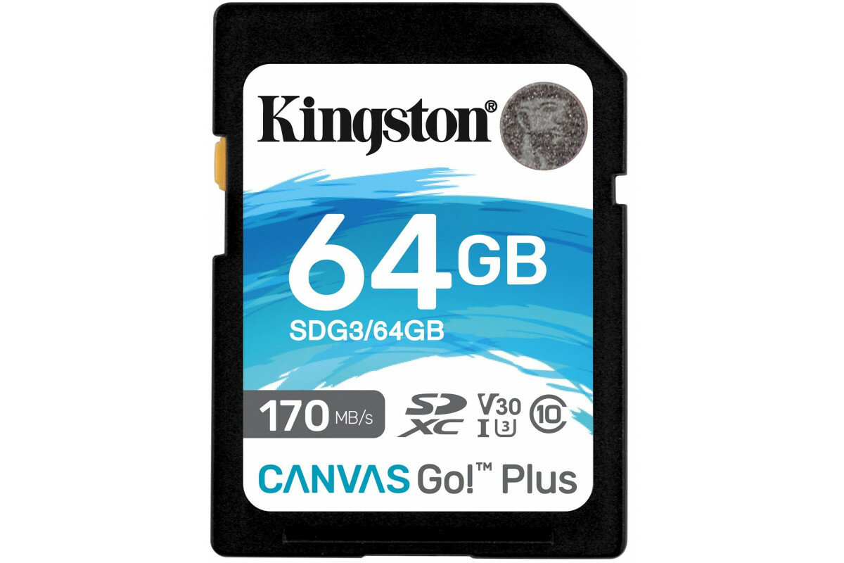Карта памяти Kingston SDXC Canvas Go Plus Class 10 UHS-I U3 (170/70MB/s) 64GB
