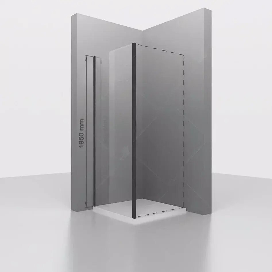 Боковая стенка RGW Z-050-2B 70х195 см для душевой двери, профиль черный, стекло прозрачное 6 мм