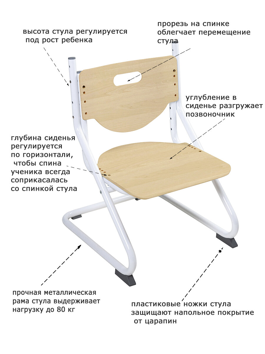 Растущий стул SK-2 береза/белые - фотография № 3