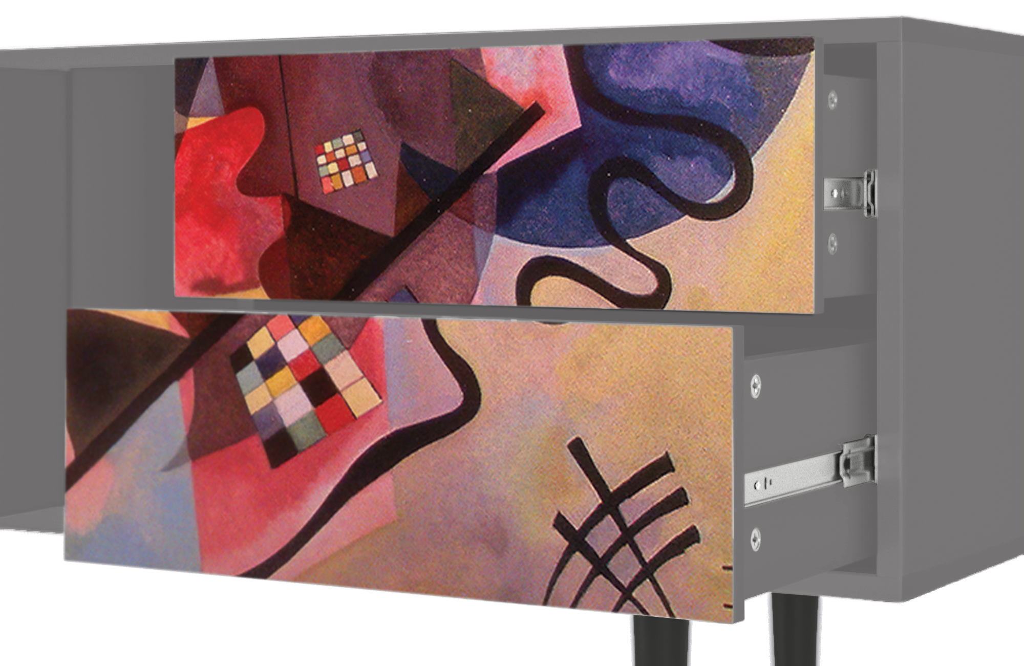 ТВ-Тумба - STORYZ - T1 Modern Art by Kandinsky , 170 x 69 x 48 см, Серый - фотография № 5