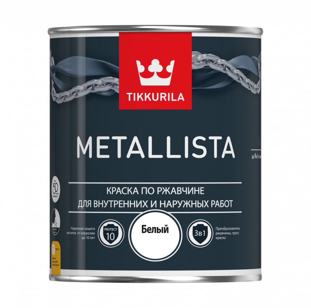 TIKKURILA METALLISTA краска по ржавчине для внутренних и наружных работ, серая (2,5л)