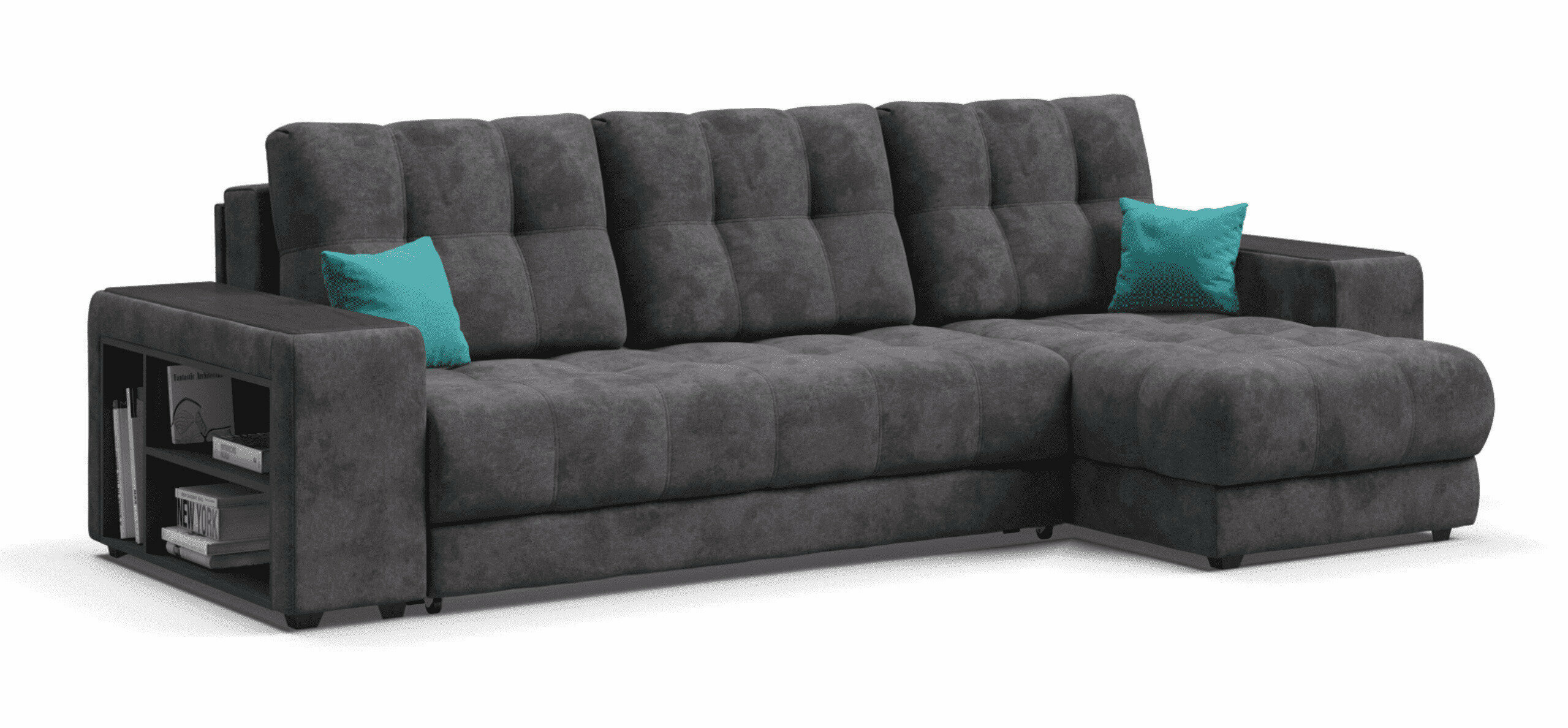 Угловой диван Много мебели BOSS XL велюр Alkantara серый
