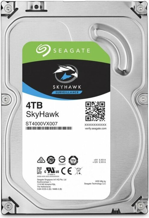 Жесткий диск HDD Seagate ST4000VX007 SkyHawk /SATA III/4 TB 5900об/мин/Скорость чтения 190МБайт/с Скорость записи