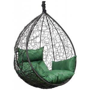<b>Подвесное</b> <b>кресло</b> кокон LAURA OUTDOOR SEVILLA черное + зеленая подушка (без <b>стойки</b>) <span>ширина: 110 см, глубина: 70 см, высота: 115 см</span>