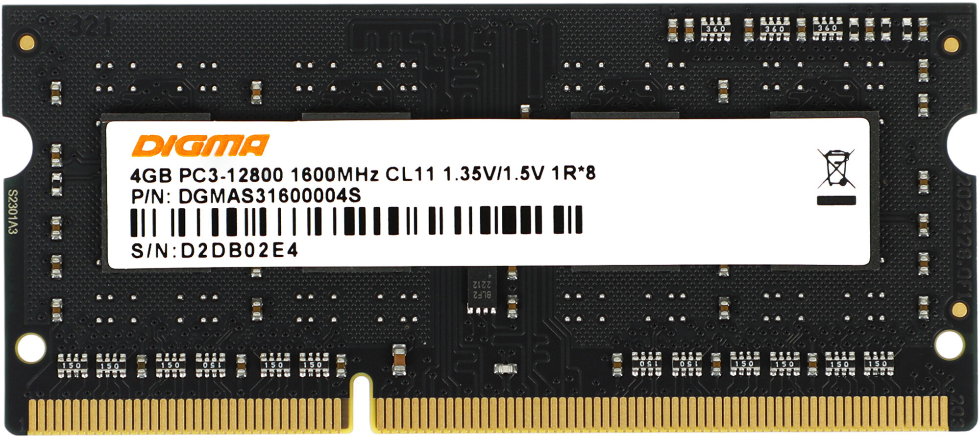 Оперативная память Digma DDR3L - 4Gb, 1600 МГц, SO-DIMM, CL11 (dgmas31600004s) - фото №2