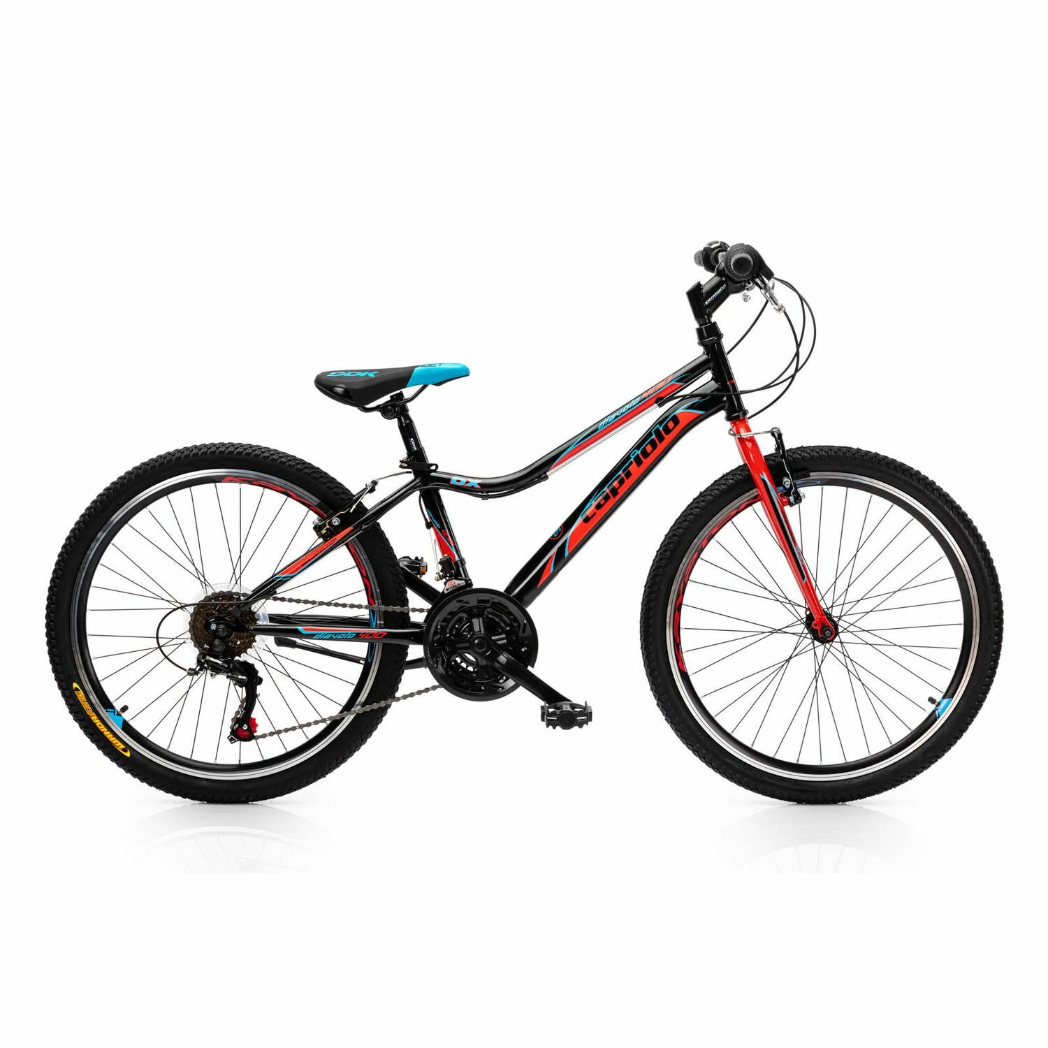 Велосипед CAPRIOLO DIAVOLO DX 400 24' (2023) (Велосипед CAPRIOLO MTB DIAVOLO DX 400, рама сталь 13', колёса 24' (чёрный-красный), 921351-13)