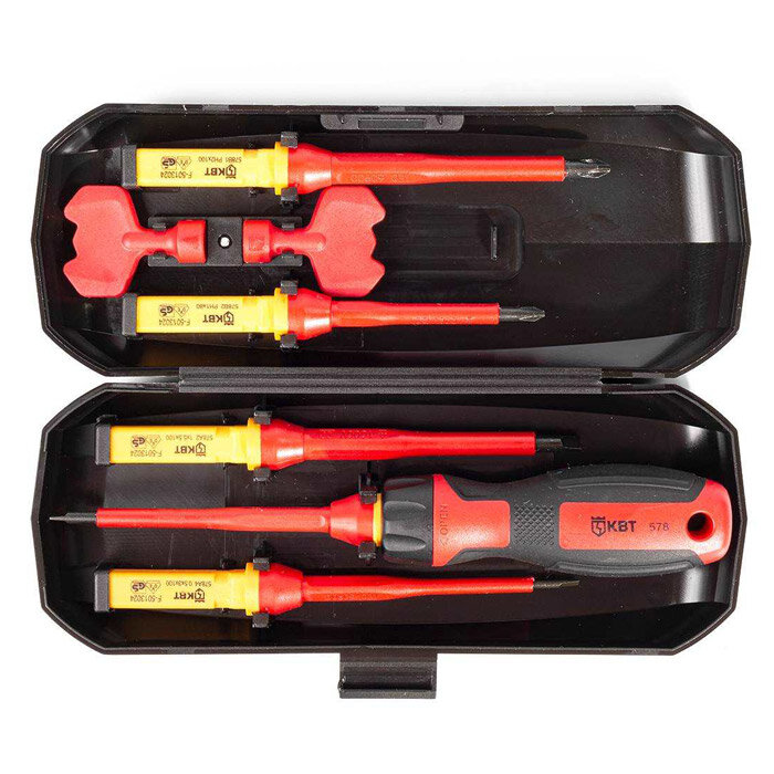 фото Диэлектрическая отвертка VDE со сменными битами КВТ, НИО-4405+ (83785) 5 шт