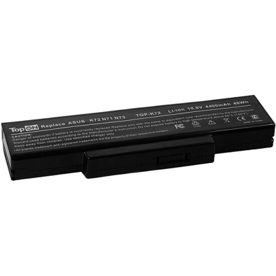    TOPON Asus K72, N71, X72, K73, F2, F3, A9 Series. 10.8V 4400mAh 48Wh. PN: A32-K72, A33-K72.