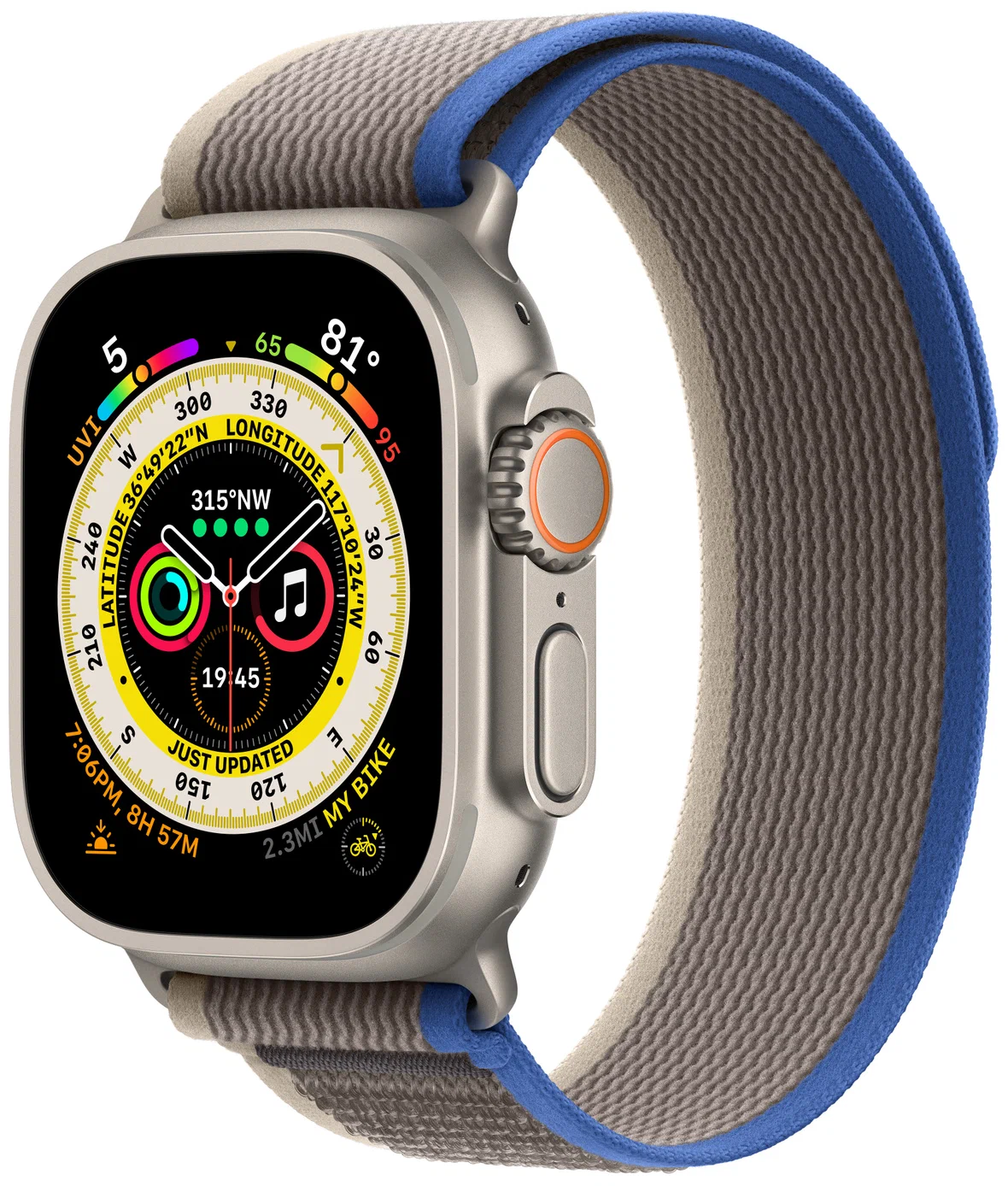 Apple Умные часы Apple Watch Ultra 49 мм Titanium Case with Trail Loop M/L (Синий, MNHE3)